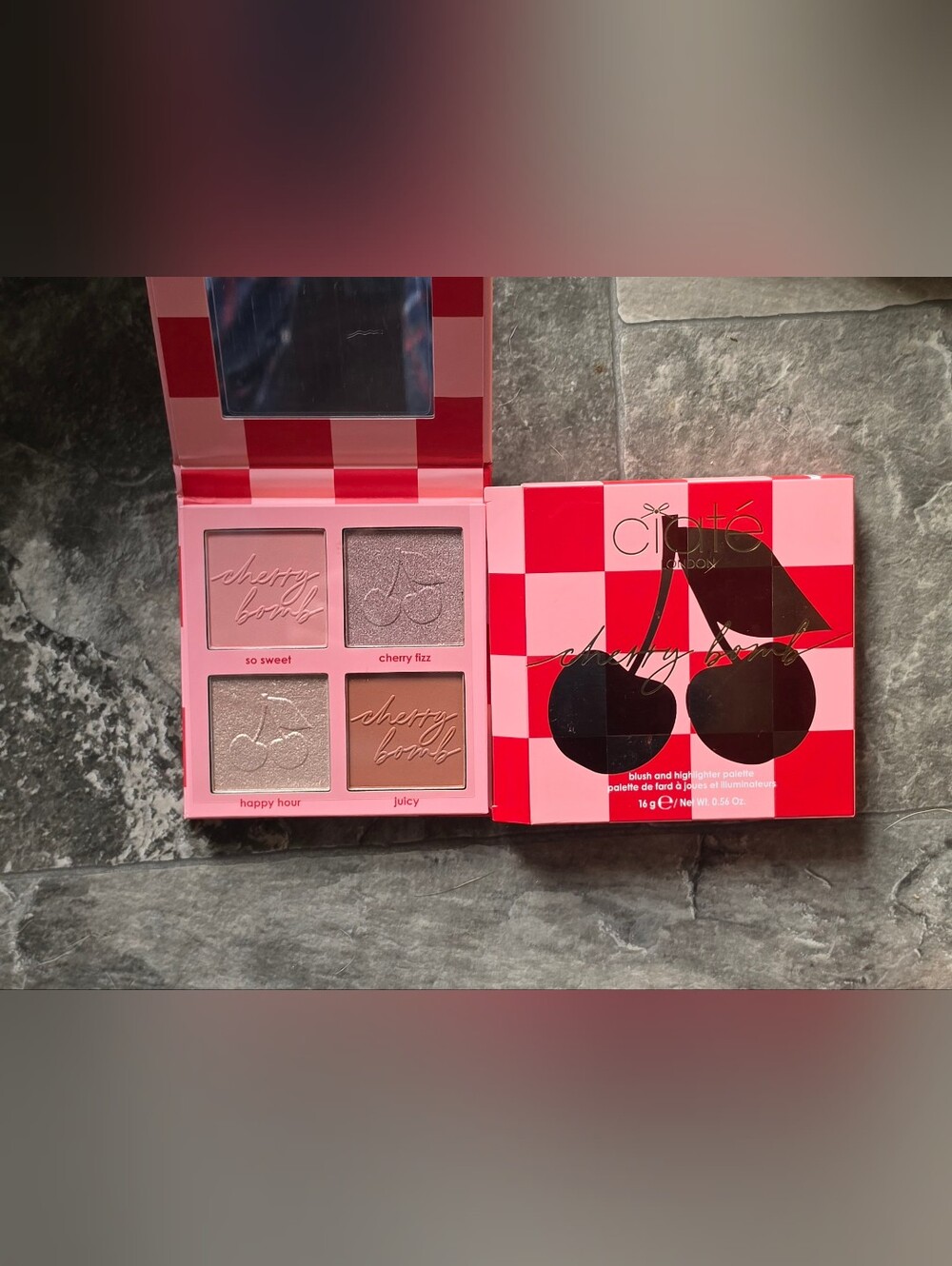 Ciaté London Cherry Bomb Blush & Highlighter Palette - Light Medium 0.56oz BNIB